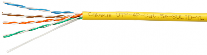 Витая пара Cabeus UTP-4P-Cat.5e-SOLID-YL