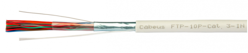 Многопарный кабель Витая пара категории 3 для внутренней проводки CABEUS FTP-10P-CAT.3-IN