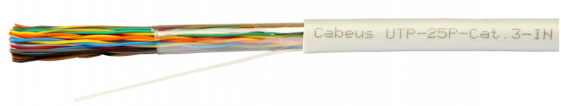 Многопарный кабель Витая пара категории 3 для внутренней проводки CABEUS UTP-25P-CAT.3-IN