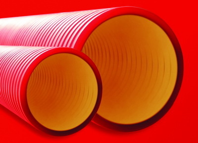 ДКС Двустенная труба ПНД жесткая для кабельной канализации д.125мм, SN10, 6м, цвет красный