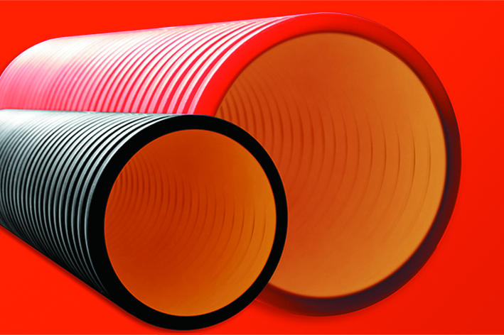 ДКС Двустенная труба ПНД жесткая для кабельной канализации д.160мм, SN8, 5,70м, цвет красный
